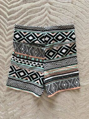 Charlotte Russe | High-Waisted Yoga Shorts | Workout Multi-Color Geometric Print